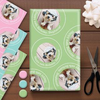 3 photo Collage Happy Birthday Circles pink blue  Sheets