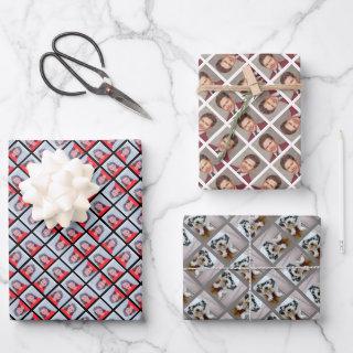 3 Photos in 3 Different Sizes Funky Design Pattern  Sheets