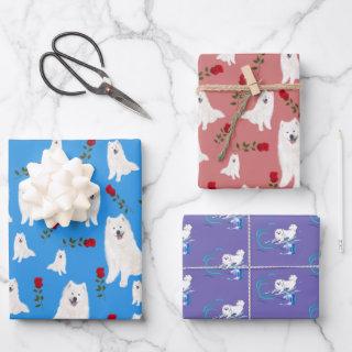3 Sheet  Samoyed Design Gift Wrap Set