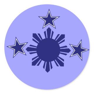 3 Stars & A Sun Blue Classic Round Sticker