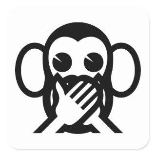 3 Wise Monkeys Iwazaru 言わざる Speak NO Evil Emoji Square Sticker