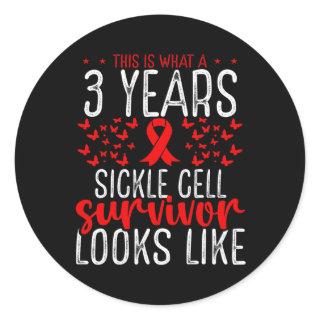 3 Years Sickle Cell Survivor Ribbon Sickle Cell Aw Classic Round Sticker