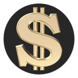 3D dollar sign Classic Round Sticker