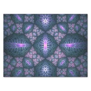 3D Fractal Art Pattern Turquoise Purple Pink Tissue Paper
