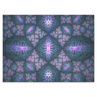 3D Fractal Art Pattern Turquoise Purple Pink Tissue Paper