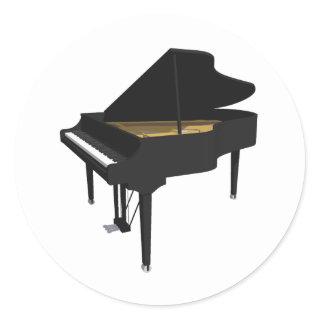 3D Model: Black Grand Piano: Classic Round Sticker