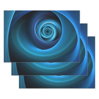 3D Spiral Blue Colors Modern Abstract Fractal Art  Sheets
