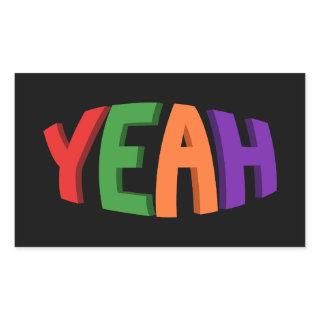 3D YEAH Multicolored Typographic Design Rectangular Sticker