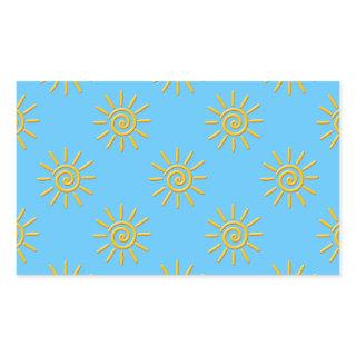 3D Yellow Sun Drawing Pattern Rectangular Sticker