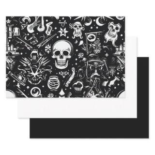 3pc. Black & White Skull
