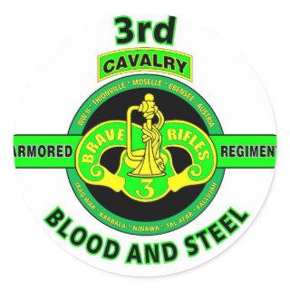 3RD ARMORED CAVALRY REGIMENT"BRAVE RIFLES" CLASSIC ROUND STICKER