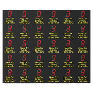 3rd Birthday: Red Digital Clock Style "3" + Name