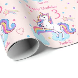 3rd Birthday Unicorn Rainbow Pink