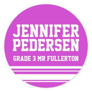 3rd Grader school education name id sticker purple
