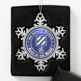 3rd Infantry Division    Snowflake Pewter Christmas Ornament