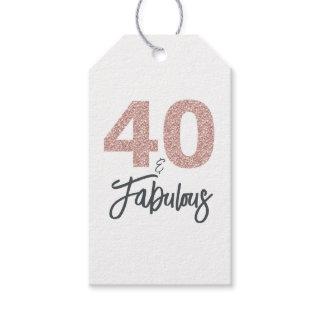 40 and Fabulous Pink Glitter Birthday Party Gift Tags