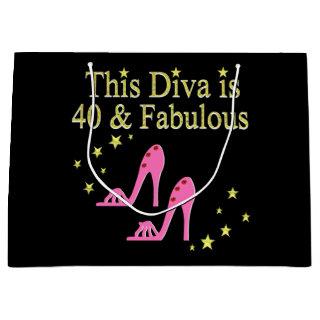 40 AND FABULOUS PINK SHOE QUEEN DESIGN LARGE GIFT BAG