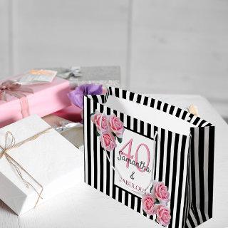 40 fabulous black white stripes pink florals large gift bag
