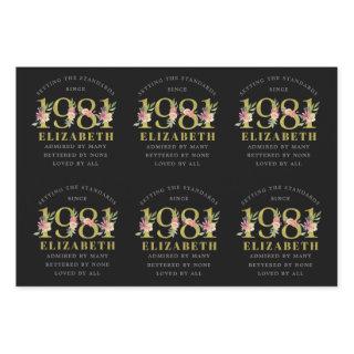 40th Birthday 1981 Black Gold Floral Personalized  Sheets