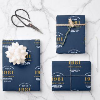 40th Birthday 1981 Blue Gold For Him Personalized  Sheets