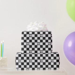 40th Birthday Black and White Checks