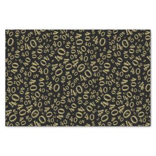 40th Birthday Black/Gold Random Number Pattern Tissue Paper