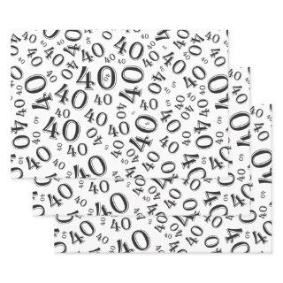 40th Birthday Black/White Random Number Pattern 40  Sheets