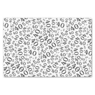 40th Birthday Black/White Random Number Pattern Tissue Paper