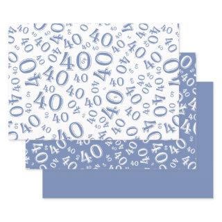 40th Birthday Blue & White Number Pattern 40  Sheets