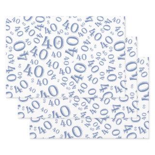 40th Birthday Blue/White Random Number Pattern 40  Sheets