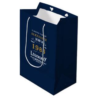 40th Birthday Born 1983 Add Name Legend Blue Gold Medium Gift Bag