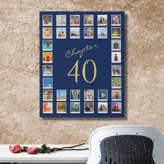 40th Birthday Chapter 40 Family Photo Collage Faux Canvas Print