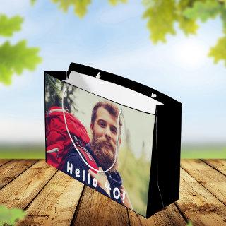 40th birthday custom photo hello 40 forty guy large gift bag