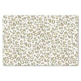 40th Birthday Gold/White Random Number Pattern Tissue Paper