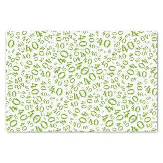 40th Birthday Green and White Number Pattern Tissue Paper