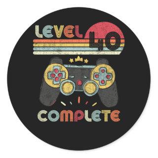 40th Birthday Level 40 Complete Gamer 1982 Classic Round Sticker