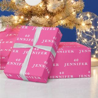 40th Birthday Party Name Hot Pink Modern Pattern