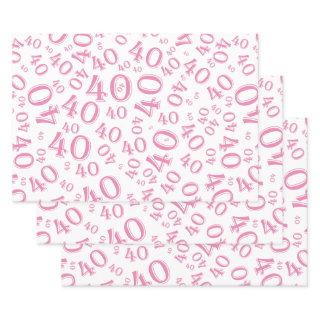 40th Birthday Pink & White Number Pattern 40  Sheets