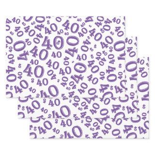 40th Birthday Purple & White Number Pattern 40  Sheets