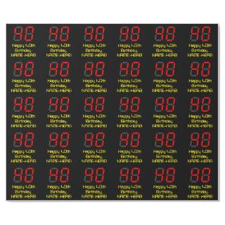 40th Birthday: Red Digital Clock Style "40" + Name