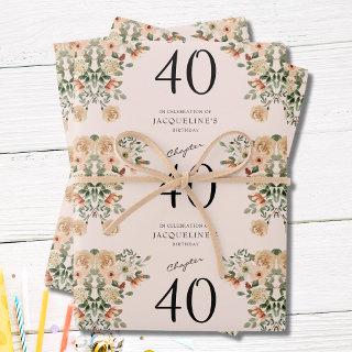 40th Birthday Vintage Floral  Sheets
