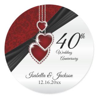 40th Ruby Wedding Anniversary Classic Round Sticker