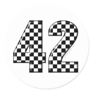 42 checkered number classic round sticker