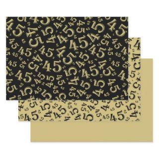 45th Birthday Black/Gold Random Number Pattern 45  Sheets