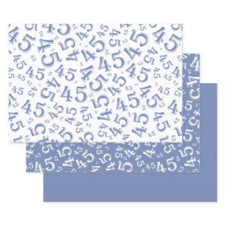 45th Birthday Blue/White Random Number Pattern 45  Sheets