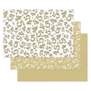 45th Birthday Gold/White Random Number Pattern 45  Sheets