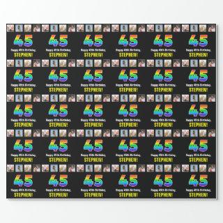45th Birthday: Rainbow “45“; Custom Photos & Name