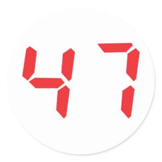 47 fourty-seven red alarm clock digital number classic round sticker