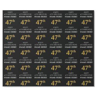 47th Birthday: Elegant, Black, Faux Gold Look
