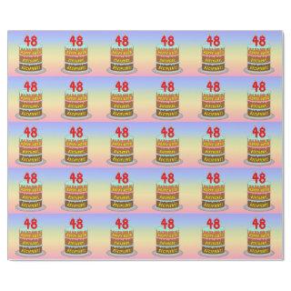 48th Birthday: Fun Cake and Candles + Custom Name